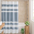 Madison Park Shower Curtain, Waffle Weave, Pieced Design Fabric Shower Curtain with 3M Scotchgard Moisture Management, Premium Spa Quality Modern Shower Curtains for Bathroom, Wide 108"x72" Blue