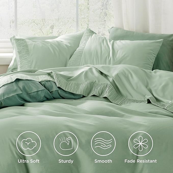 Bedsure California King Sheet Sets - 4 Pieces Soft Cal King Sheets - Breathable & Cooling - Hotel Luxury - Easy Care Polyester Microfiber Bedding for Women, Men, Sage Green