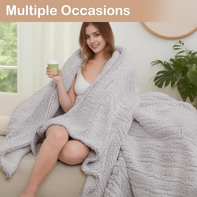 Electric Heated Blanket 6 Heating Settings & 1-10H Auto Off Full 72×84 Double Sided Plush Sherpa Ultra-Soft Warm Thick, Machine Washable, Fast Heating, Home Office Light Gradient Berry Purple