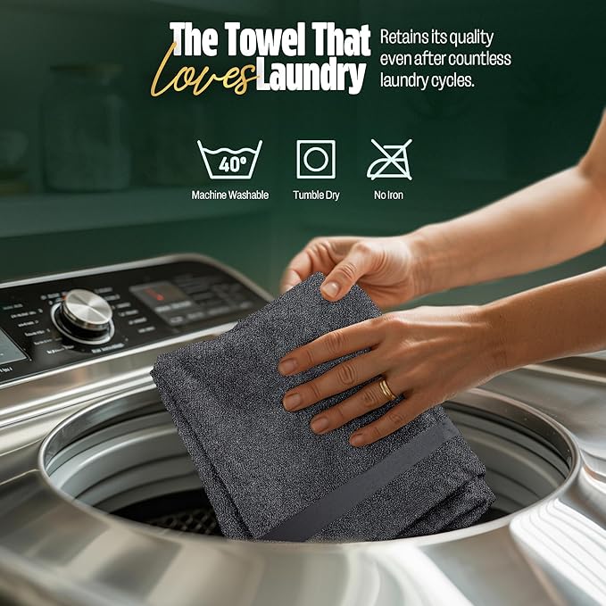 Pearl Linens Pack of 24 100% Cotton Hand Towels, Salon Towels for Spa, Gym and Bathroom Use, Hair Towels in Bulk, Soft, Absorbent, Quick Dry & Machine Washable, 16x27 inches, Grey