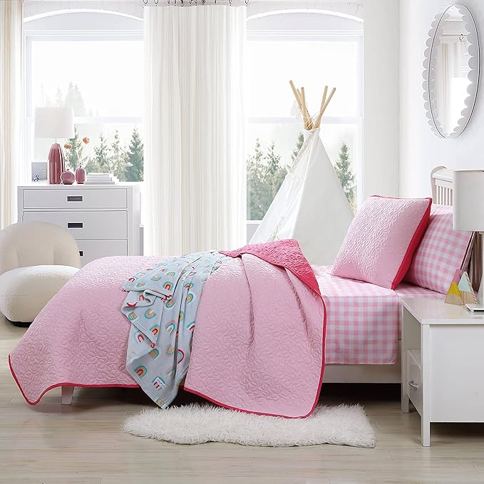Eddie Bauer - Twin Quilt Set, Reversible Kids Bedding with Matching Sham, Ideal for Toddler Bedding Set (Garden Pink, Twin)