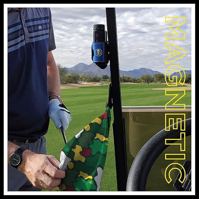 STICKIT Magnetic Golf Towel, Camo Augusta Green | Top-Tier Microfiber Golf Towel with Deep Waffle Pockets | Industrial Strength Magnet for Strong Hold to Golf Carts or Clubs | Golf Greens Camo