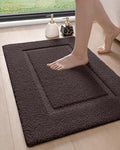 DEXI Bathroom Rugs 36x24, Washable Non Slip Bath Mat for Shower Floor, Absorbent Quick Dry Bathmat with Rubber Backing, Ultra Soft Plush Carpet for Tub, Brown