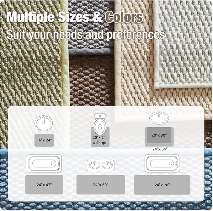 Bathroom Rugs Non Slip Washable, Super Absorbent Thin Bath Mat Small Quick Dry Low Pile Bathroom Rug, Brown 16" x 24" / 1'4" x 2'