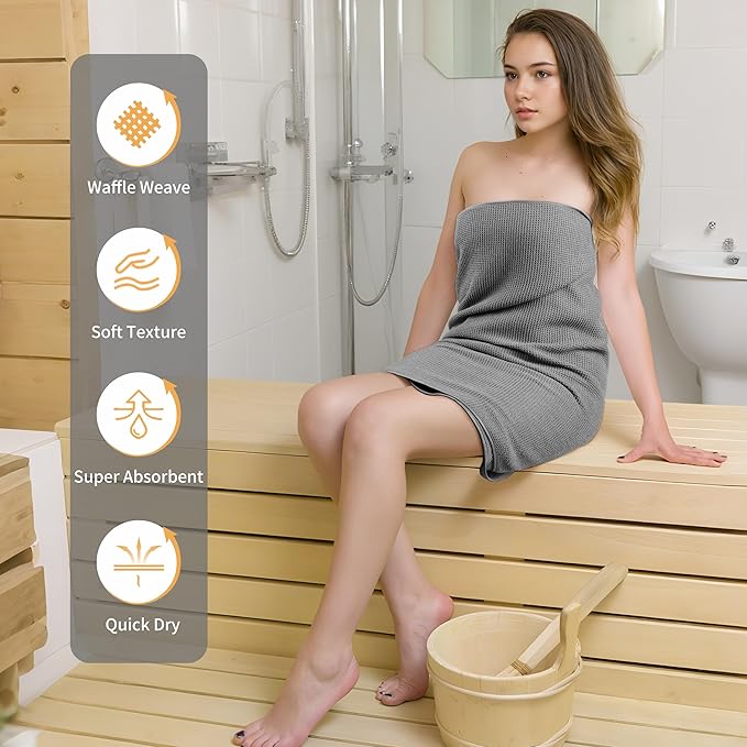 POLYTE Microfiber Oversize Quick Dry Lint Free Waffle Bath Towel for Body, 60 x 30 in, Set of 2