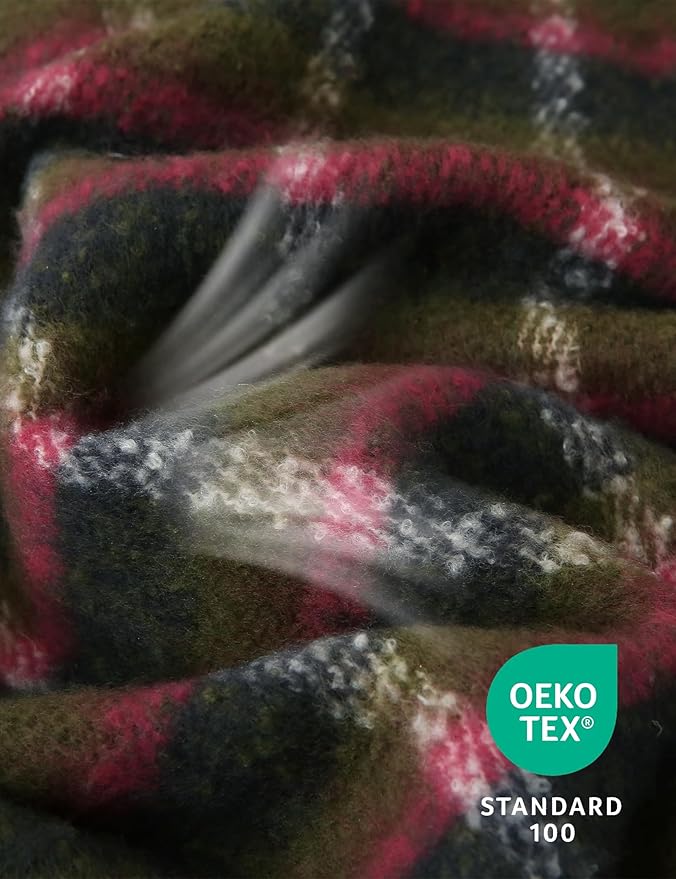 ZonLi Christmas Plaid Throw Blanket, Christmas Decorative Plaid Blankets,Vintage Throws with Tassel for Couch, Bed, Sofa, Chair, Outdoor, Cozy Warm Lightweight Farmhouse Blankets,50" x 60"