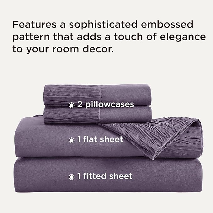 Bedsure Full Size Bed Sheets - 4 Pieces Soft Full Sheet Set - Breathable & Cooling - Hotel Luxury - Easy Care Polyester Microfiber Bedding for Women, Men, Dusty Purple