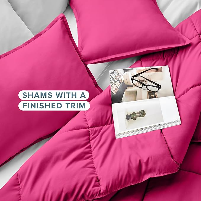 Bare Home Comforter Set - Full Size - Ultra-Soft - Goose Down Alternative - Premium 1800 Series - All Season Warmth (Full, Pink)