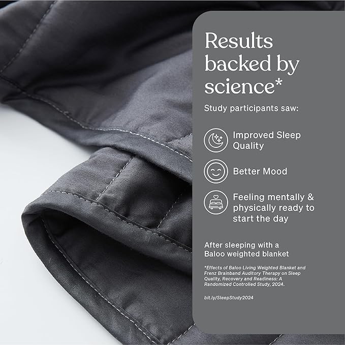 Baloo Weighted Blanket for Adults 15 lb (Midnight, 60"x80") | Cool & 100% Cotton | Machine Washable & Dryer Safe | Glass Microbead Fill