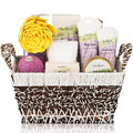 Spa Baskets For Women - Luxury Bath Set With Lavender & Tea Tree Oil - Spa Kit Includes Wash, Bubble Bath, Lotion, Bath Salts, Body Scrub, Hand Cream, Shower Puff, Bathbombs, Soap and Towel