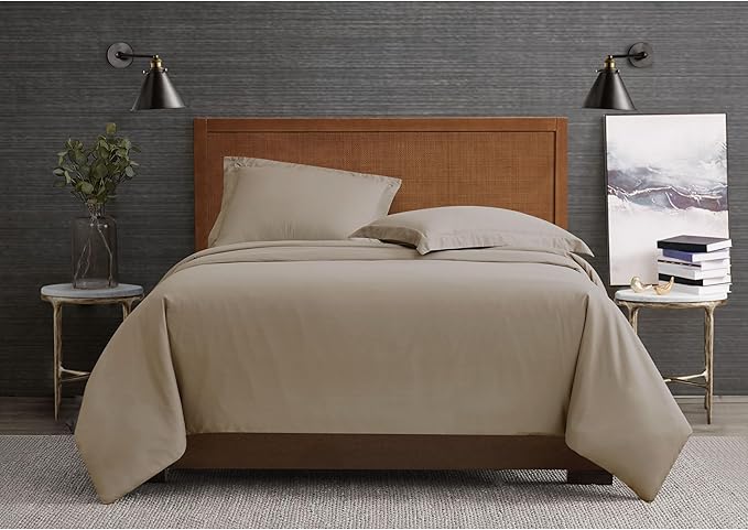London Fog Garment Washed Solid Duvet Set Khaki Microfiber 2-Piece Twin XL Duvet Set, Solid Themed, Adult and Teen, Oeko-TEX Certified