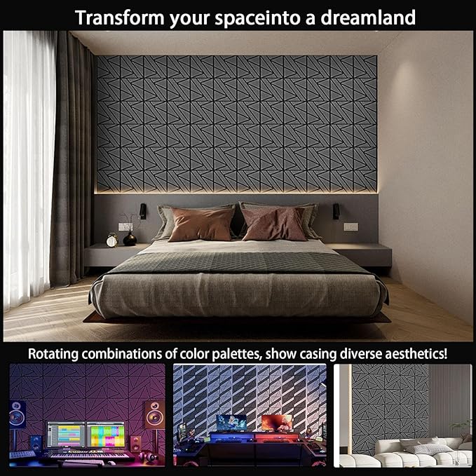 【10 Pack】 Acoustic Panels Self-Adhesive (0.4" Thick | 0.8lb/ft³ Medium Density) - 12x12 Soundproof Foam Tiles for Home Office/Wall Sound Absorption, Noise Reduction Panels Studio Use - Black