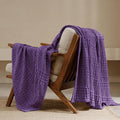 PHF 100% Cotton Waffle Weave Throw Blanket, Soft Lightweight Breathable Cozy Throws for Couch Bed Sofa, Luxury Aesthetic Woven Blanket for Home Decor & Office, 50"x60", Grape
