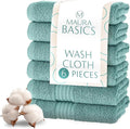 MAURA Basics Turkish Cotton Washcloth Towel Set High Performance Bathroom Essentials with Hanging Loops, Standard Size 13”x13”, Ideal for Daily Comfort, Seafoam
