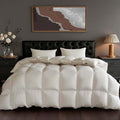 Goose Down Fiber Comforter Twin Size, 100% Cotton Luxurious Hotel Duvet Insert for All Season, Fluffy and Cozy with 8 Corner Tabs Medium Warmth 68 x 90 Inch White