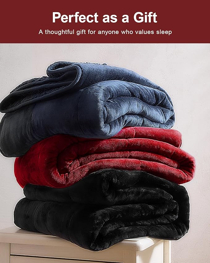 Super Fuzzy Soft Sherpa Fleece Weighted Blanket, 15 lbs Dual Sided Fluffy Heavy Weighted Blankets for Adults - No Bunching with Double Layers of Soft Inner Lining (60"x 80", 15 Pounds)