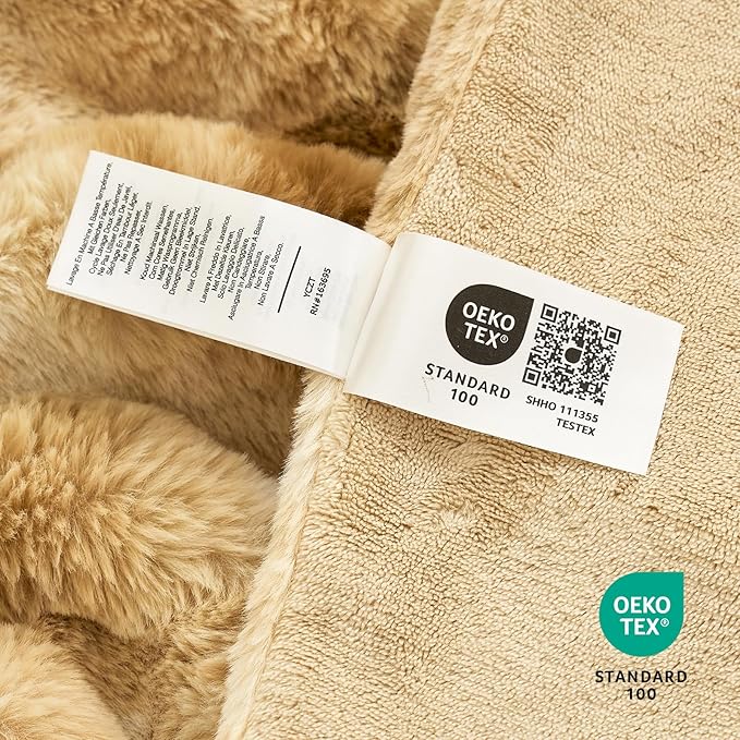 Cozy Bliss Faux Fur Throw Blanket for Couch, Fuzzy Soft Plush Thick Striped Blanket for Sofa Bedroom Living Room, 50 * 60 Inches Tie-dye Khaki