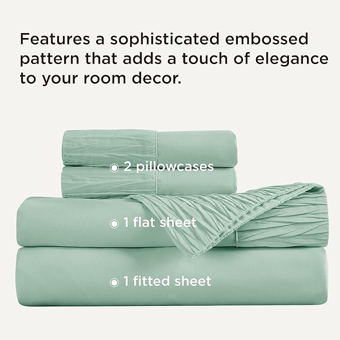Bedsure California King Sheet Sets - 4 Pieces Soft Cal King Sheets - Breathable & Cooling - Hotel Luxury - Easy Care Polyester Microfiber Bedding for Women, Men, Mint Green