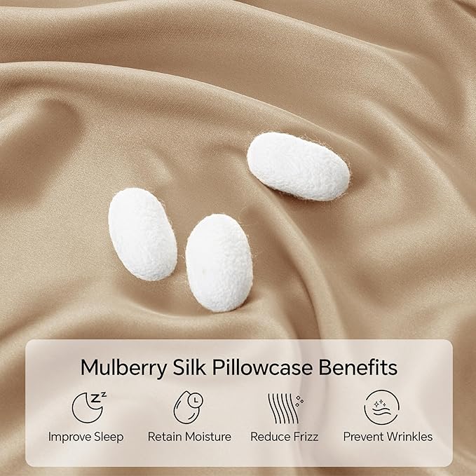 INFIIXSO Mulberry Silk Pillow Case King Size, Silk Pillowcase with Hidden Zipper 20"x36", Extraordinary Smooth and Soft Pillow Cases for Hair and Skin(Champagne, 1 Pack)