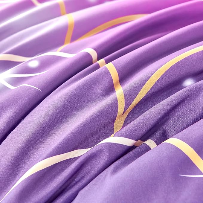 URBONUR 6Pcs Gradient Glitter Comforter Set Queen Size for Girls Sparkle Mermaid Pink Purple Bed in A Bag Soft & Breathable Kids Teen Queen Bedding Set