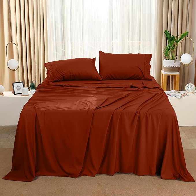 Utopia Bedding Queen Bed Sheets Set - 4 Piece Bedding - Brushed Microfiber - Shrinkage and Fade Resistant - Easy Care (Queen, Terracotta Orange)