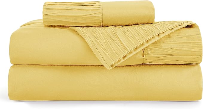 Bedsure Twin XL Sheet Sets Dorm Bedding - 3 Pieces Soft Extra Long Twin Sheets, Hotel Luxury, Easy Care Microfiber for Women, Men, Yellow