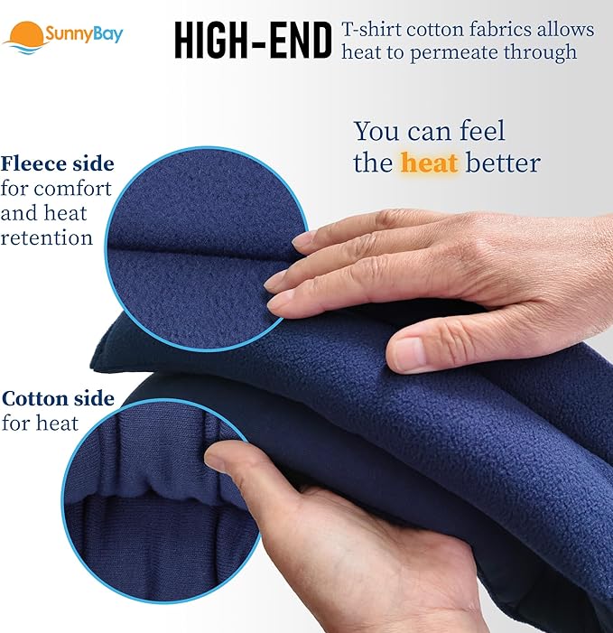 SunnyBay Microwavable Heating Pads, Microwavable Moist Heated Neck and Shoulder Wrap, Versatile Weighted Beanbag Cold Pack or Warm Compress, 2.2 lbs, 26x4 Inches, Navy Blue