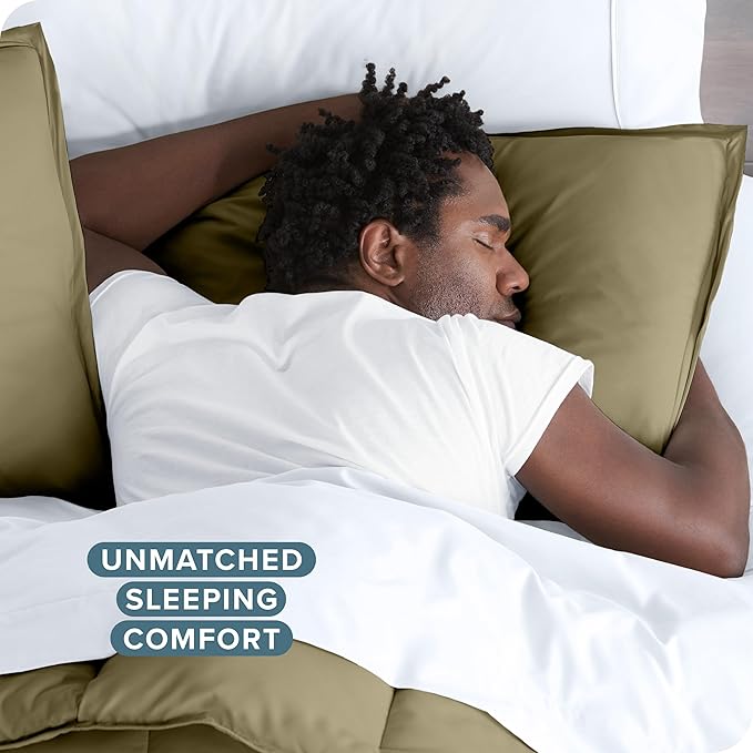 Bare Home Bedding Duvet Cover Queen Size - Premium 1800 Super Soft Collection - Lightweight, Cooling - Soft Breathable Bedding Duvet Cover (Queen, Olive)