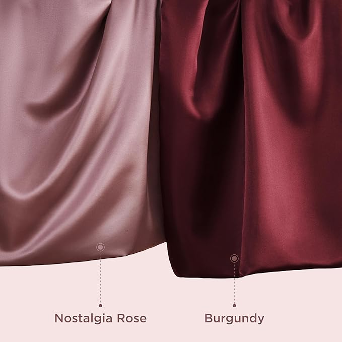 Bedsure Satin Pillowcase 2 Pack Similar to Silk Pillow Cases Standard Size, Pillow Case for Sleeping Women with Envelope Closure, Gifts for Women Men, Nostalgia Rose, 20x26 Inches, 2pcs