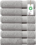 Delara 100% Organic Cotton Towels 650 GSM Plush Feather Touch Quick Dry Hand Towel, Pack of 6 GOTS Certified, Oeko-Tex Green Certified, Organic Cotton Hand Towel, 20"X30"