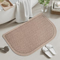 Bathroom Rugs Mat 20x31, Non Slip Ultra Thin Bath Mat Quick Dry Absorbent Washable Woven Half Round Bath Mats for Bathroom Floor Rubber Backed Fit Under Door Brown