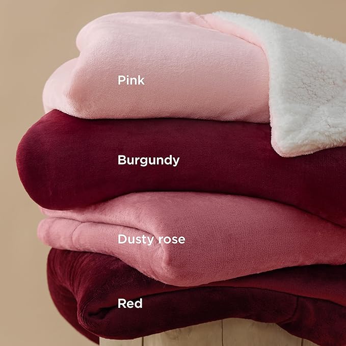 Bedsure GentleSoft Sherpa Fleece Blankets Queen Size for Bed - Thick and Warm Throw for Girls and Women, Soft Fuzzy Plush Queen Blanket for Winter, Pink, 90x90 Inches