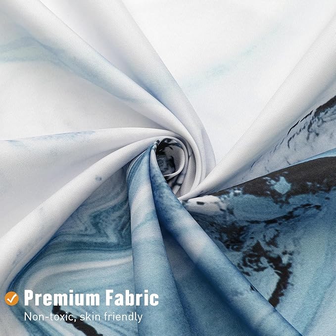 MitoVilla Blue Marble Shower Curtain, Modern Ombre Fabric Cloth Shower Curtains for Luxury Bathroom Decor, Abstract Chic Summer Watercolor Shower Curtain, 72x72