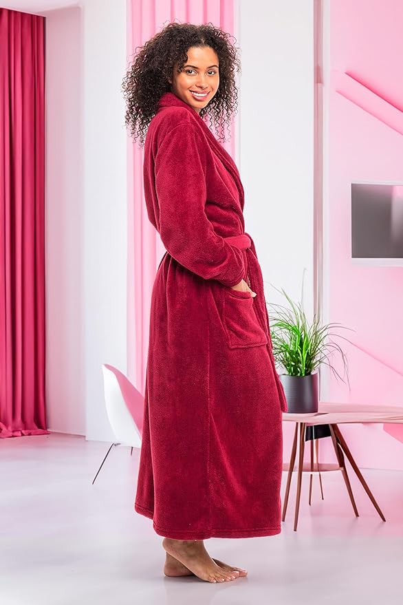 Alexander Del Rossa Plush Robe for Women, Long Fleece Winter Bath Robe, Plus Size