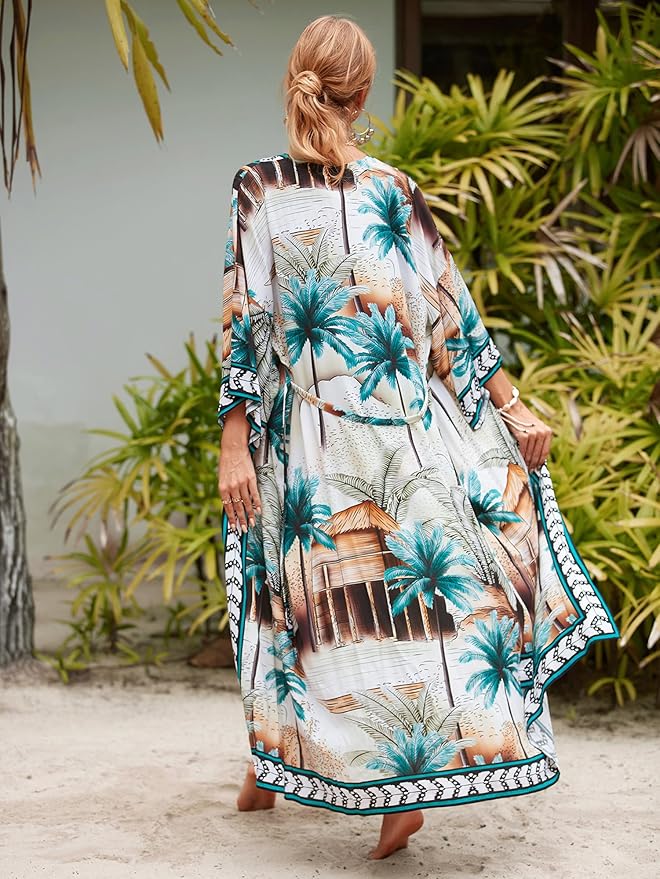Women Casual Open Front Lightweight Cardigan Long Beach Kimono Cover Up