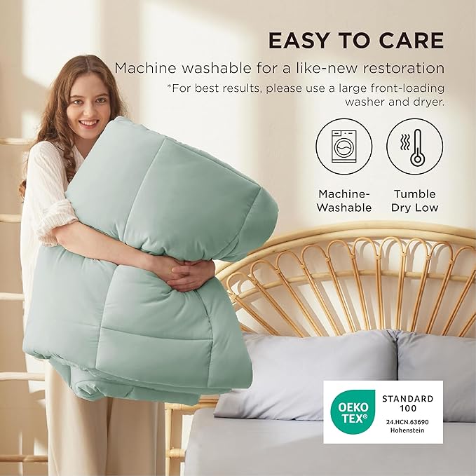 Bedsure Comforter Duvet Insert - Quilted Comforters King Size, All Season Duvet, GentleSoft Down Alternative Bedding, with 8 Tabs, Gifts for Women/Men, Sage Green, King 90 x 102 Inches
