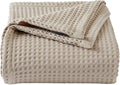 100% Cotton Waffle Weave Bed Blanket | Soft, Breathable, and Lightweight Blanket for All-Season | Perfect for Layering | Brielle Collection (Full/Queen, Taupe)