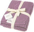 Knit Baby Blanket in Cable Pattern, Organic Cotton Blankets for Crib or Stroller, Receiving Blankets - Lilac Purple