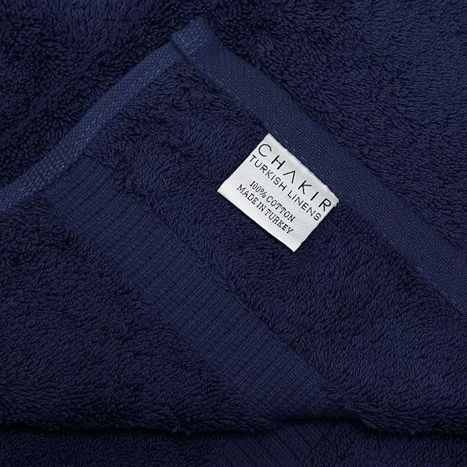 Chakir Turkish Linens 100% Cotton Premium Turkish Towels for Bathroom | 27'' x 54'' (4-Piece Bath Towels - Navy Blue)