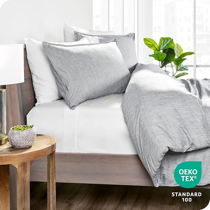 Bare Home Bedding Duvet Cover Queen Size - Premium 1800 Super Soft Collection - Lightweight, Duvet Cover - Soft Textured Bedding (Queen, Heathered Pewter)