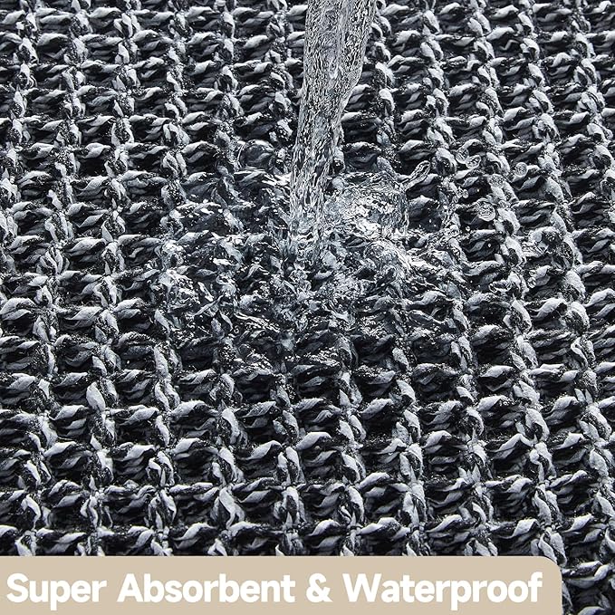 Black and White Bathroom Rugs, Waffle Runner Rug Bathroom Non Slip Washable Long Super Absorbent Quick Dry Boho Farmhouse Bath Decor, 60"x24" Black and White