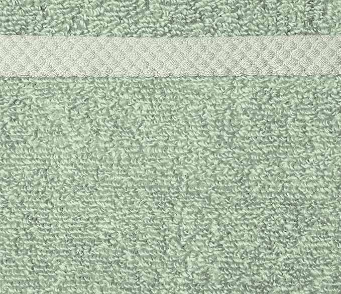 Amazon Basics Cotton Washcloths, Quick-Dry, 12" x 12", 12-Pack, Seafoam Green