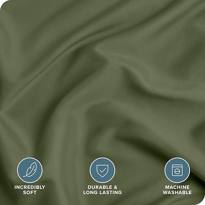 Bare Home Bedding Duvet Cover Queen Size - Premium 1800 Super Soft Collection - Lightweight, Cooling - Soft Breathable Bedding Duvet Cover (Queen, Cypress)