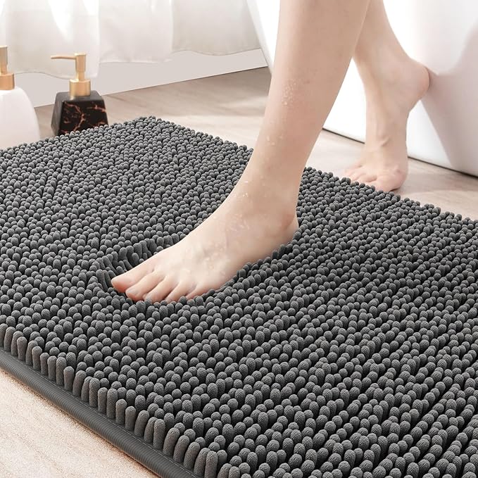 Amyracel Bathroom Rug Mat 30x48, Thick Soft Quick Dry Absorbent Chenille Bath Rug, Rubber Back Non Slip Machine Washable Bath Mat for Bathroom Shower Tub Floor