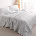NTBAY 3 Layers Cotton Muslin 68x92 Twin Bed Blanket, Super Soft Breathable Thermal Yarn Dyed Quilt for Adults, Perfect Lightweight Blanket for Couch Sofa Bed All Seasons, Grey Heart