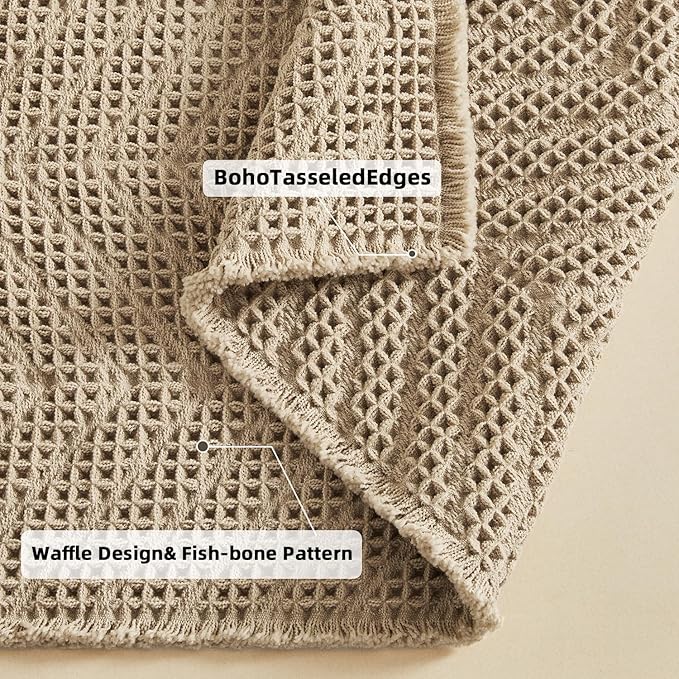 Bathroom Rugs Super Absorbent Boho Bath Mats Non Slip Washable Rugs for Bathroom Quick Dry Floor Mat, Ultra Soft Waffle Bath Mat,Brown,17"*24"