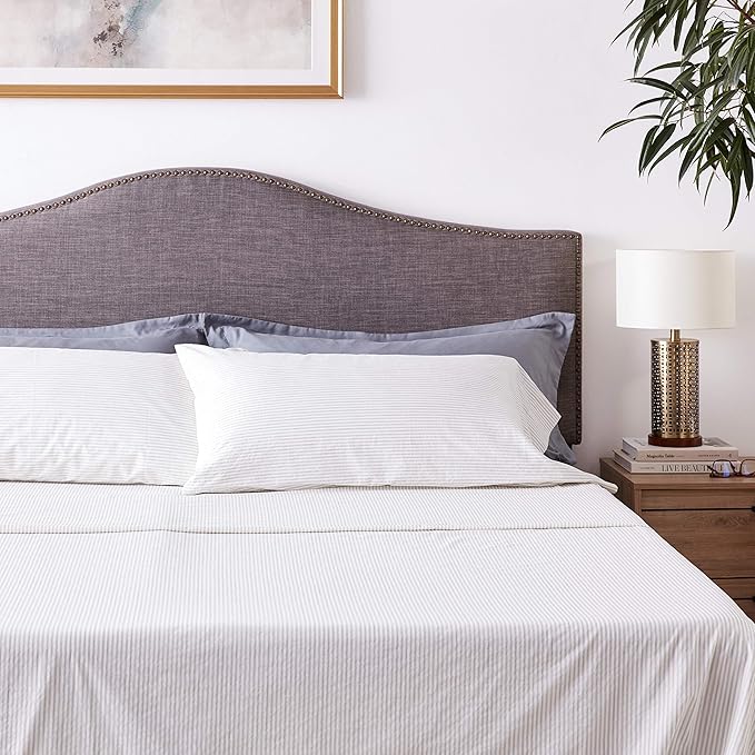 Tommy Bahama - King Size Sheet Set, 100% Soft Cotton Bedding with a Lightweight Feel, Deep Pocket - Bed Sheets with Matching Pillowcases & Fitted Sheet (Paloma Beach Grey)