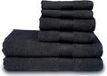 MAURA Premium Bath Towel Set 100% Cotton. 6 Piece Ultra Absorbent Quick Dry Soft Terry Bath Towels for Bathroom, Hotel and Spa Quality, Black