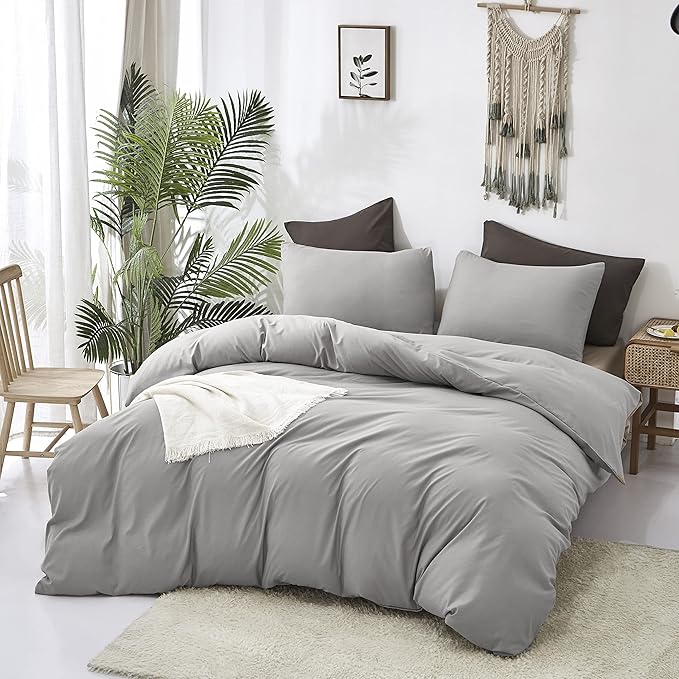 Cottonight Silver Grey Comforter Sets California King Light Grey Bedding Comforter Set Gray Blanket Quilts Solid Modern Bedding Comforter Sets for Cal King Bed Women Men Adults