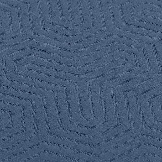 Threadmill Luxury Cotton Blankets for Queen Size Bed | All-Season 100% Cotton Queen Size Blanket | Aster Cozy Lightweight, Soft Breathable Coverlet fits Full Size Bed, 90x92 | Folkstone Blue